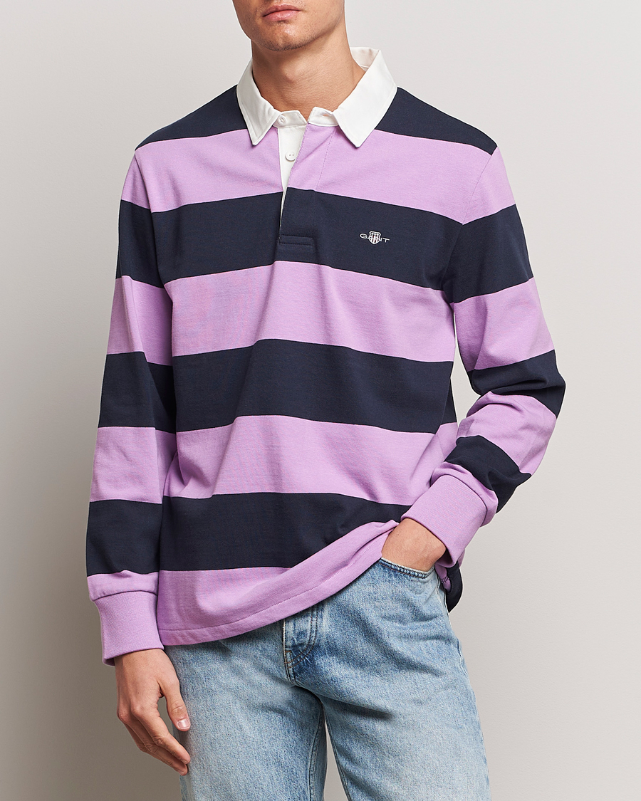 Heren | Truien | GANT | Reg Shield Striped Heavy Rugger Orchid Lilac