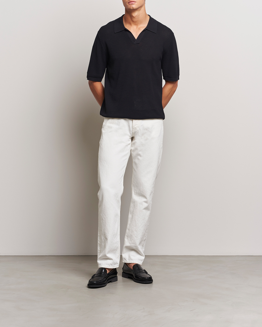Heren | Polo's | GANT | Open Knit Short Sleeve Polo Black