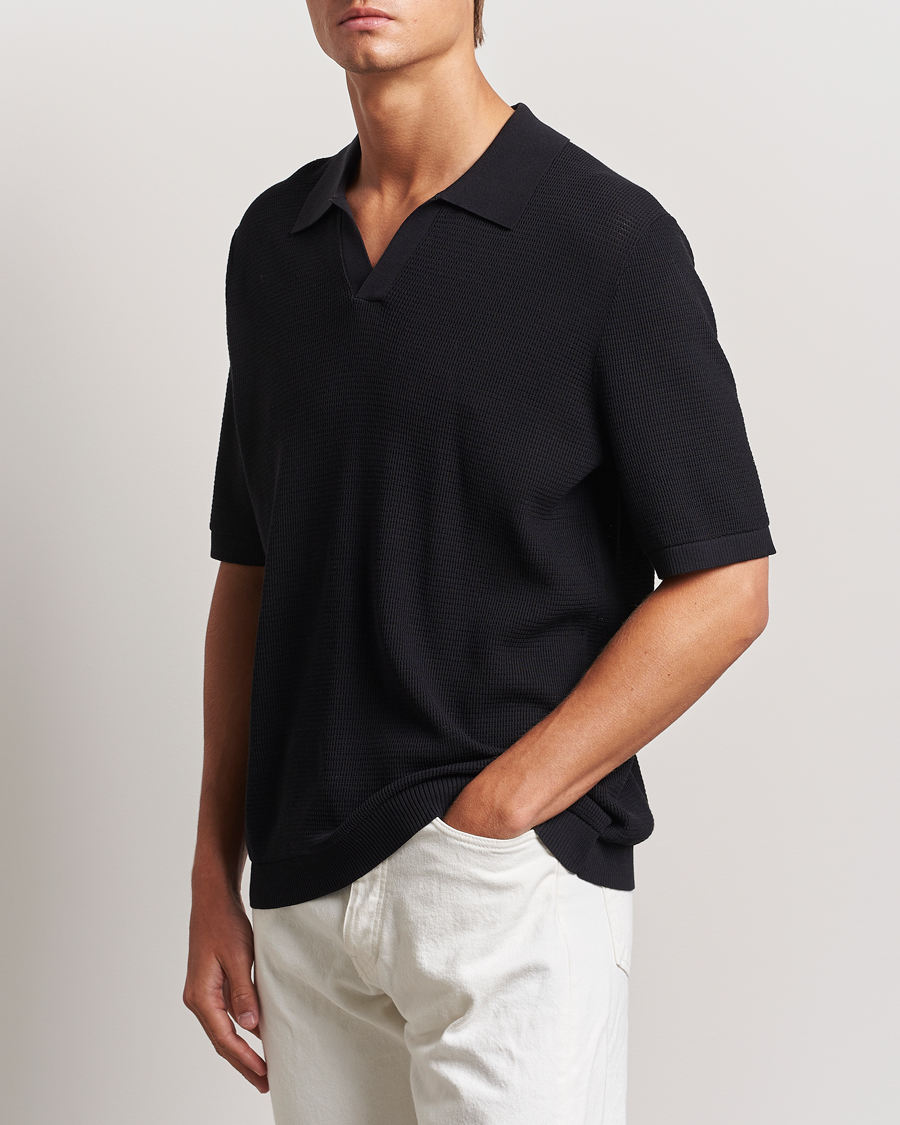 Heren | Polo's | GANT | Open Knit Short Sleeve Polo Black