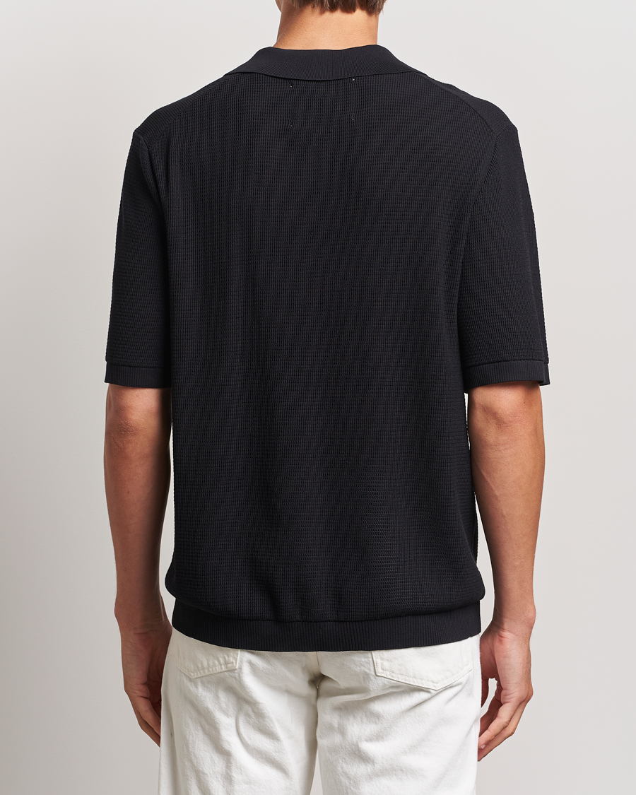 Heren | Polo's | GANT | Open Knit Short Sleeve Polo Black