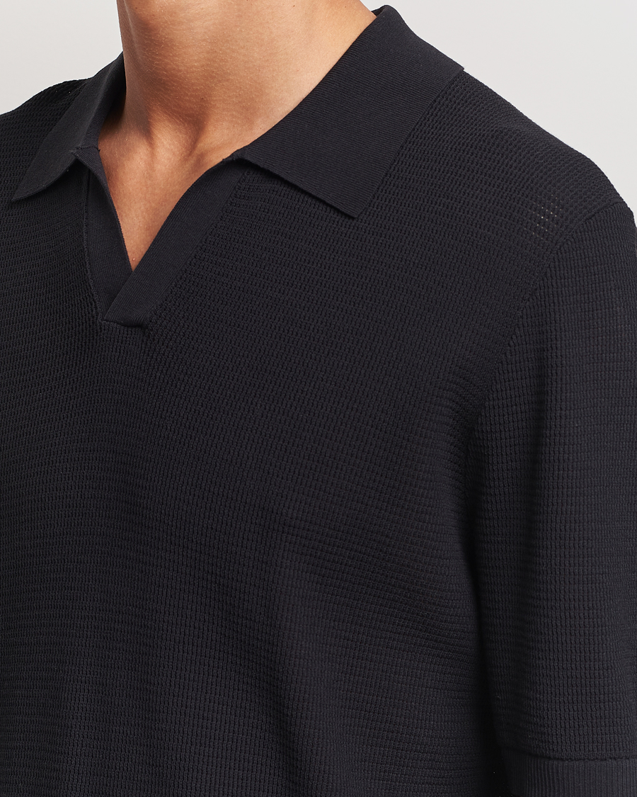 Heren | Polo's | GANT | Open Knit Short Sleeve Polo Black