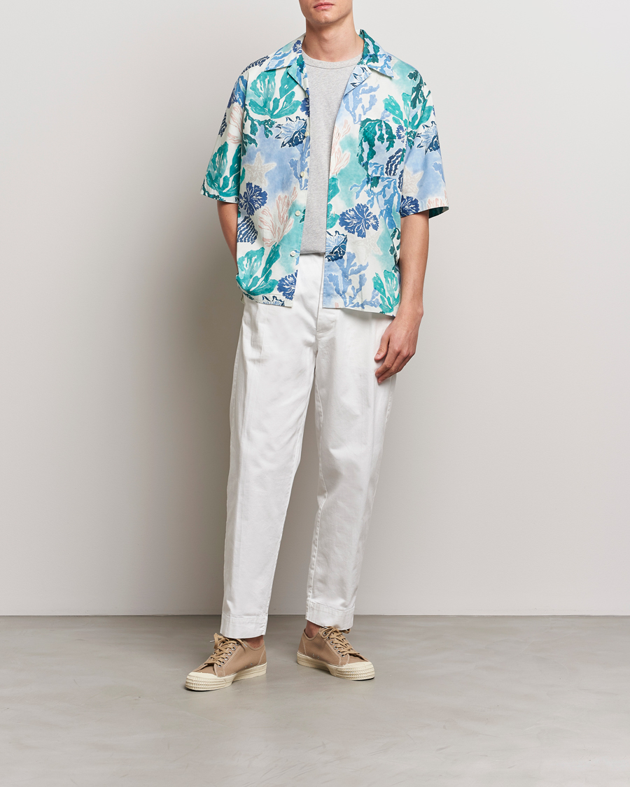 Heren | Overhemden | GANT | Camp Collar Sea Print Short Sleeve Shirt Rich Blue