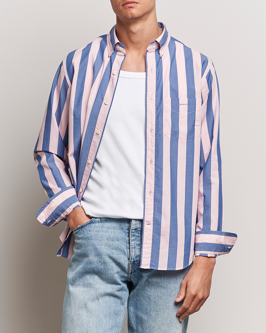 Heren |  | GANT | Reg Poplin Parasol Stripe Shirt Blushing Pink