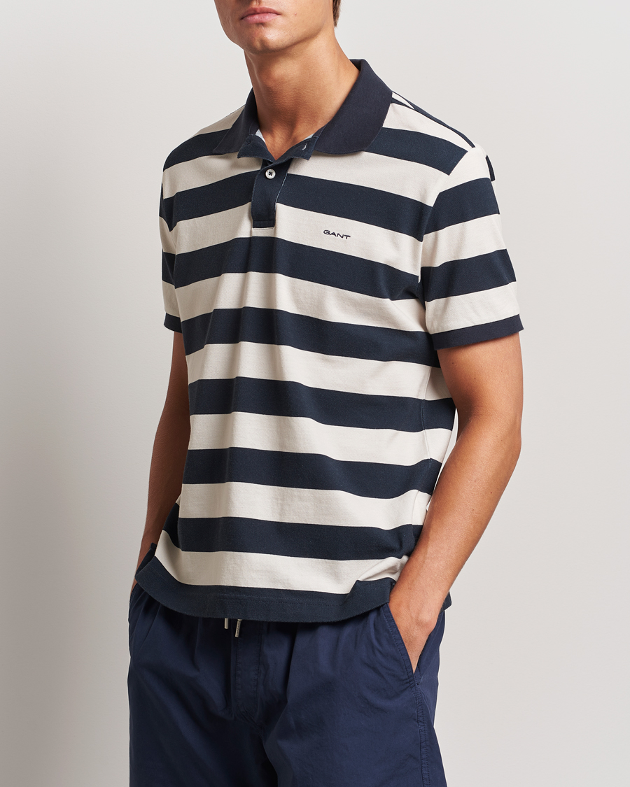 Heren | Polo's | GANT | Heavy Washed Striped Polo Evening Blue