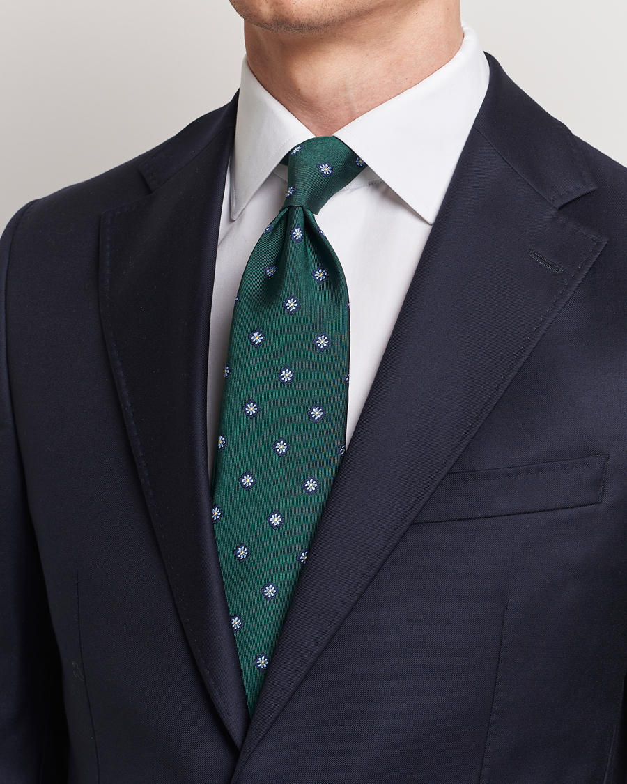 Heren | Italian Department | E. Marinella | 3-Fold Jacquard Silk Tie Dark Green