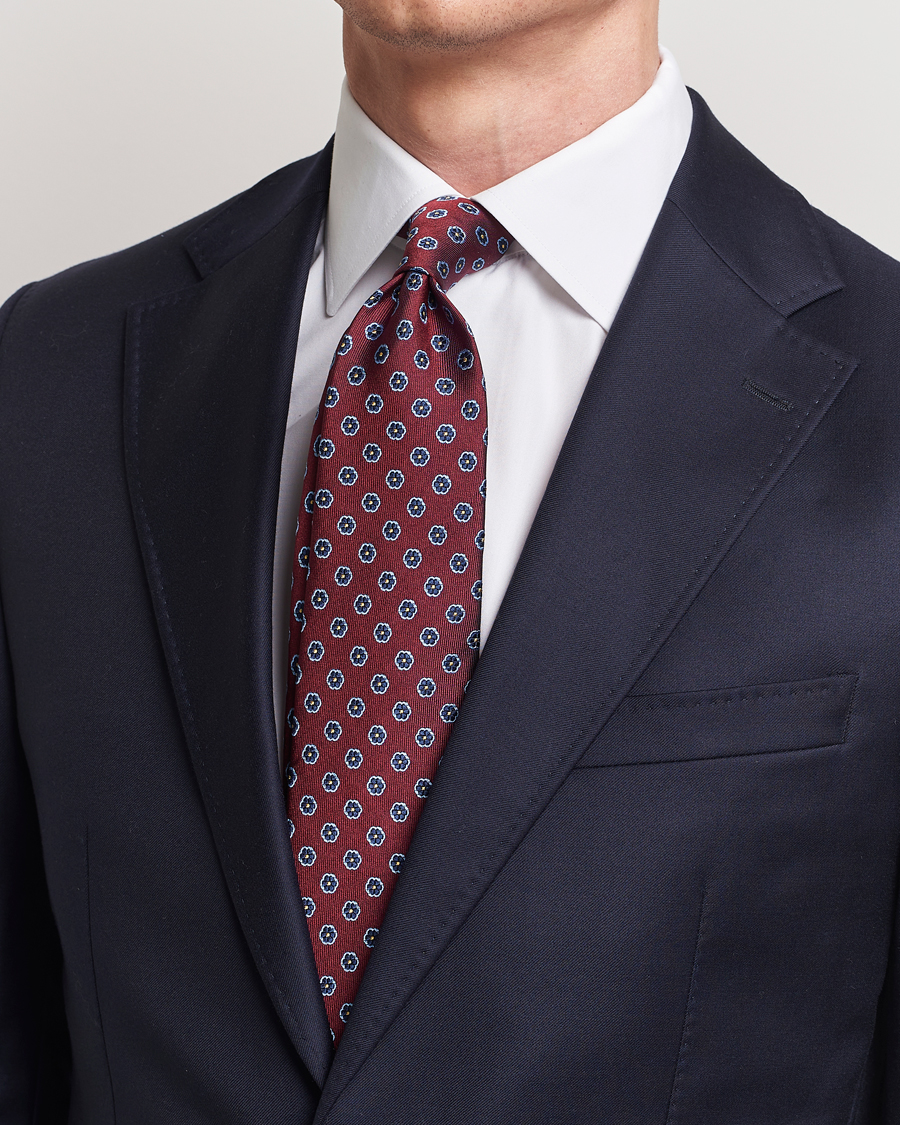 Heren | Stropdassen | E. Marinella | 3-Fold Jacquard Silk Tie Burgundy