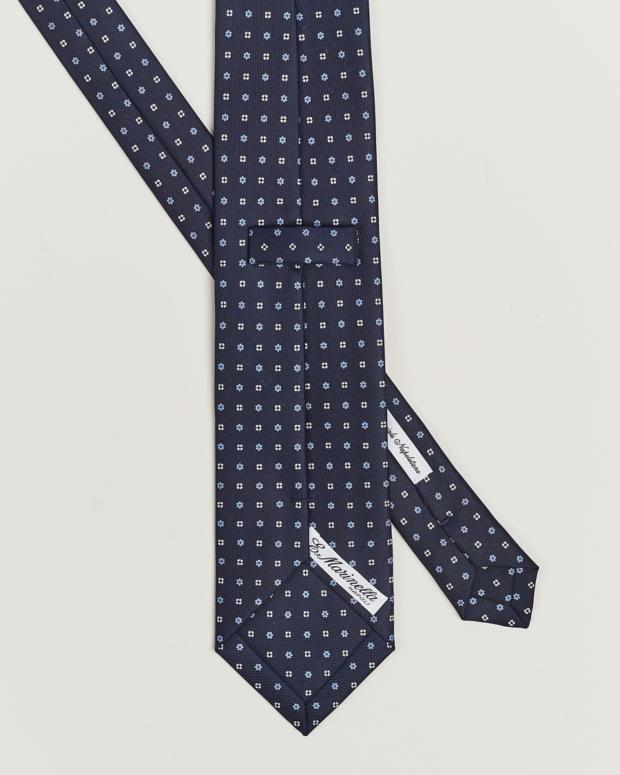 Heren |  | E. Marinella | 3-Fold Printed Silk Tie Navy