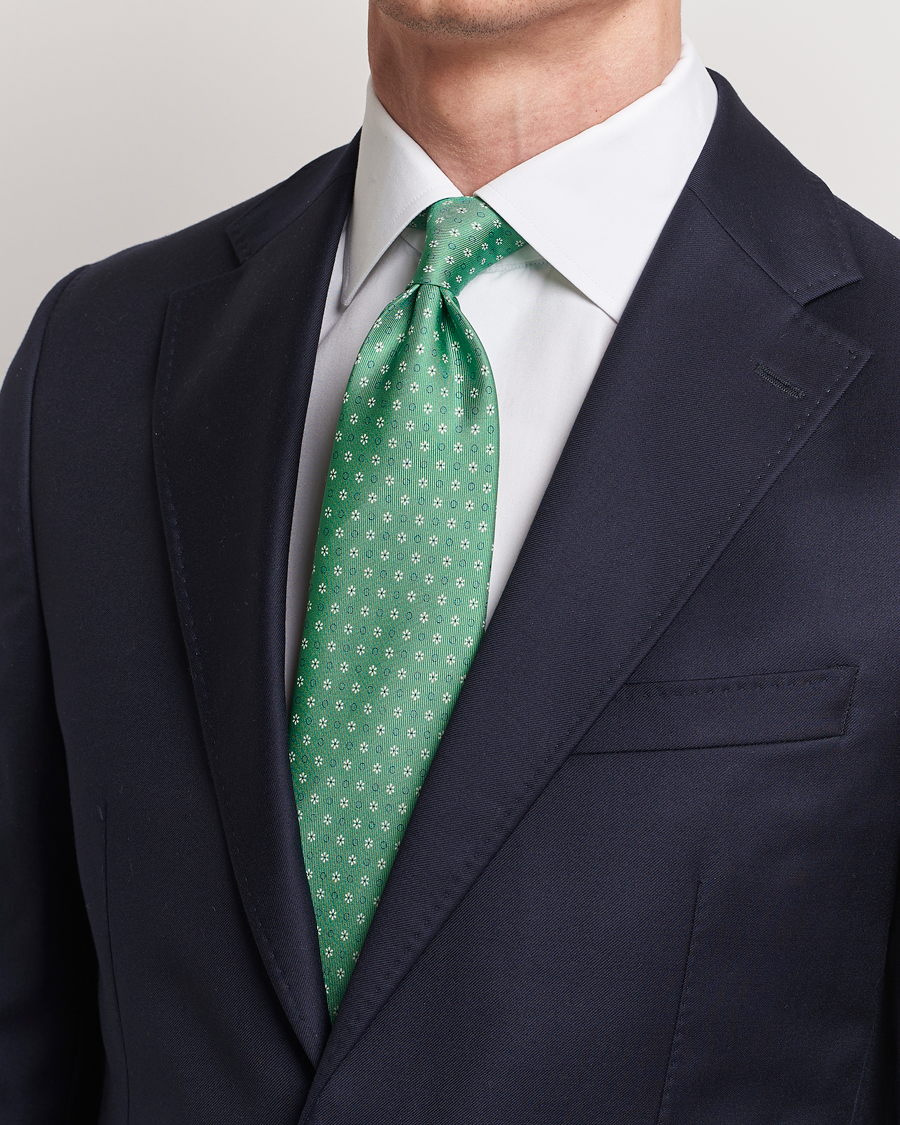 Heren | Italian Department | E. Marinella | 3-Fold Printed Silk Tie Green