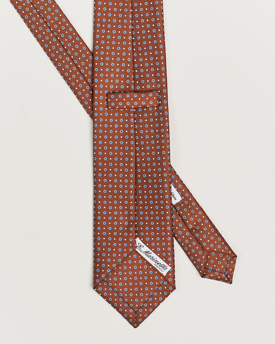 Heren |  | E. Marinella | 3-Fold Printed Silk Tie Brown