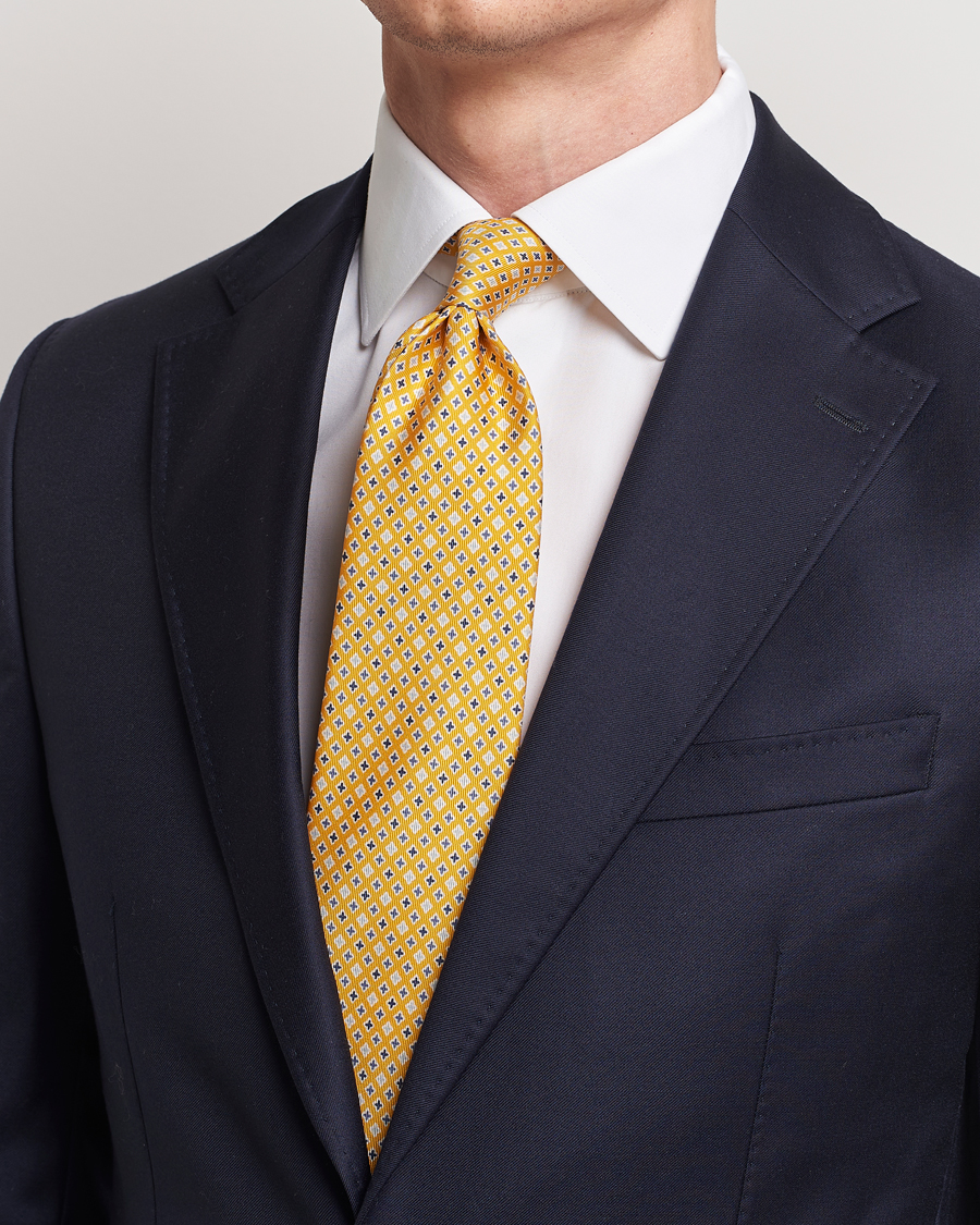 Heren | Italian Department | E. Marinella | 3-Fold Printed Silk Tie Yellow