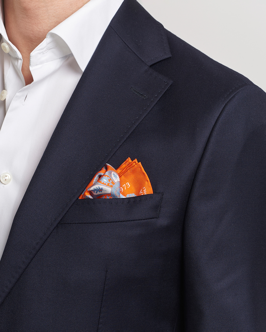 Men |  | E. Marinella | Archive Printed Silk Pocket Square Orange