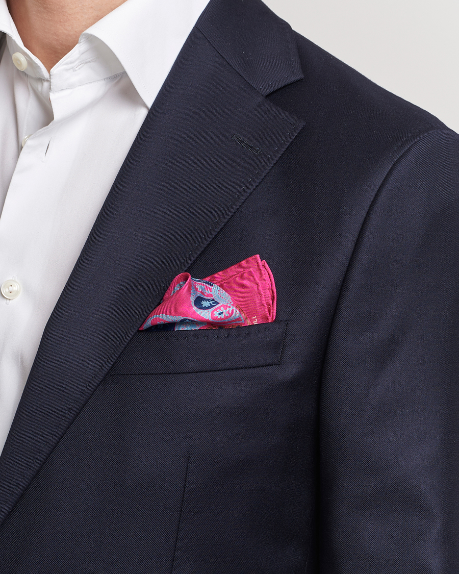 Heren | Italian Department | E. Marinella | Archive Printed Silk Pocket Square Pink