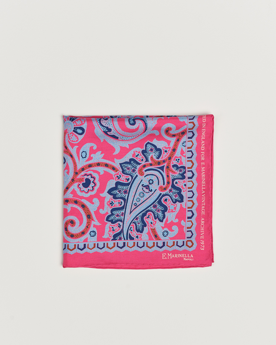 Heren | E. Marinella Archive Printed Silk Pocket Square Pink | E. Marinella | Archive Printed Silk Pocket Square Pink