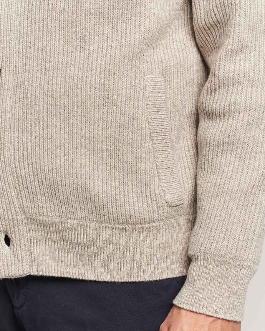 Heren | Truien | Charles Tyrwhitt | Chunky Merino Shawl Neck Cardigan Oatmeal