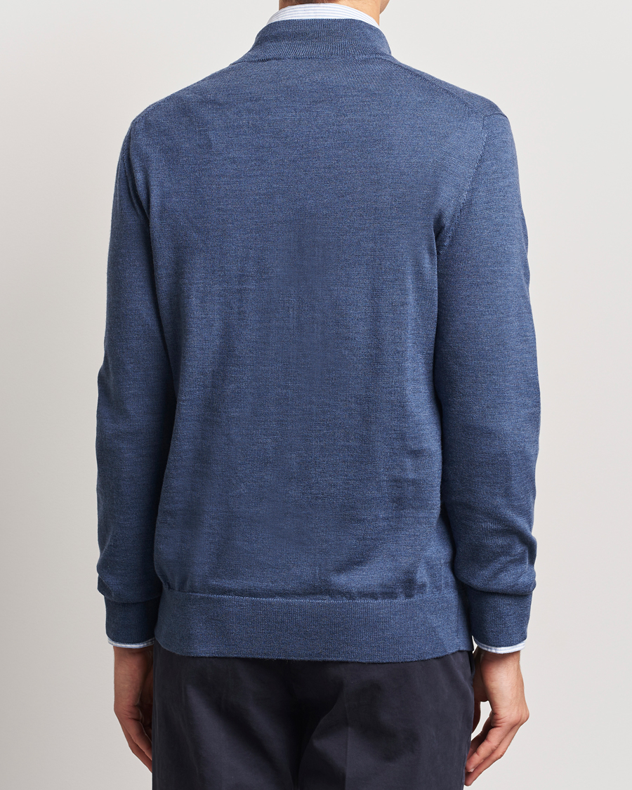 Heren | Truien | Charles Tyrwhitt | Pure Merino Zip Neck Jumper Indigo Blue