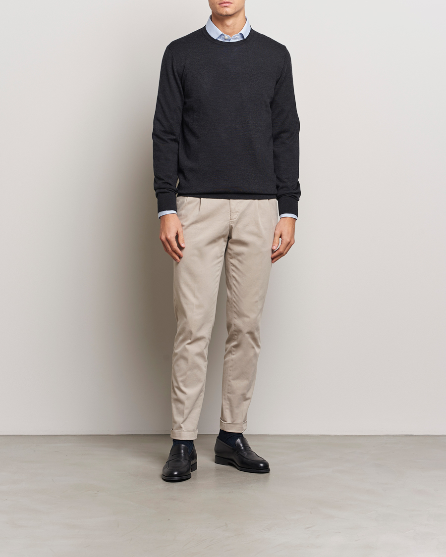 Heren | Truien | Charles Tyrwhitt | Pure Merino Crew Neck Jumper Dark Charcoal