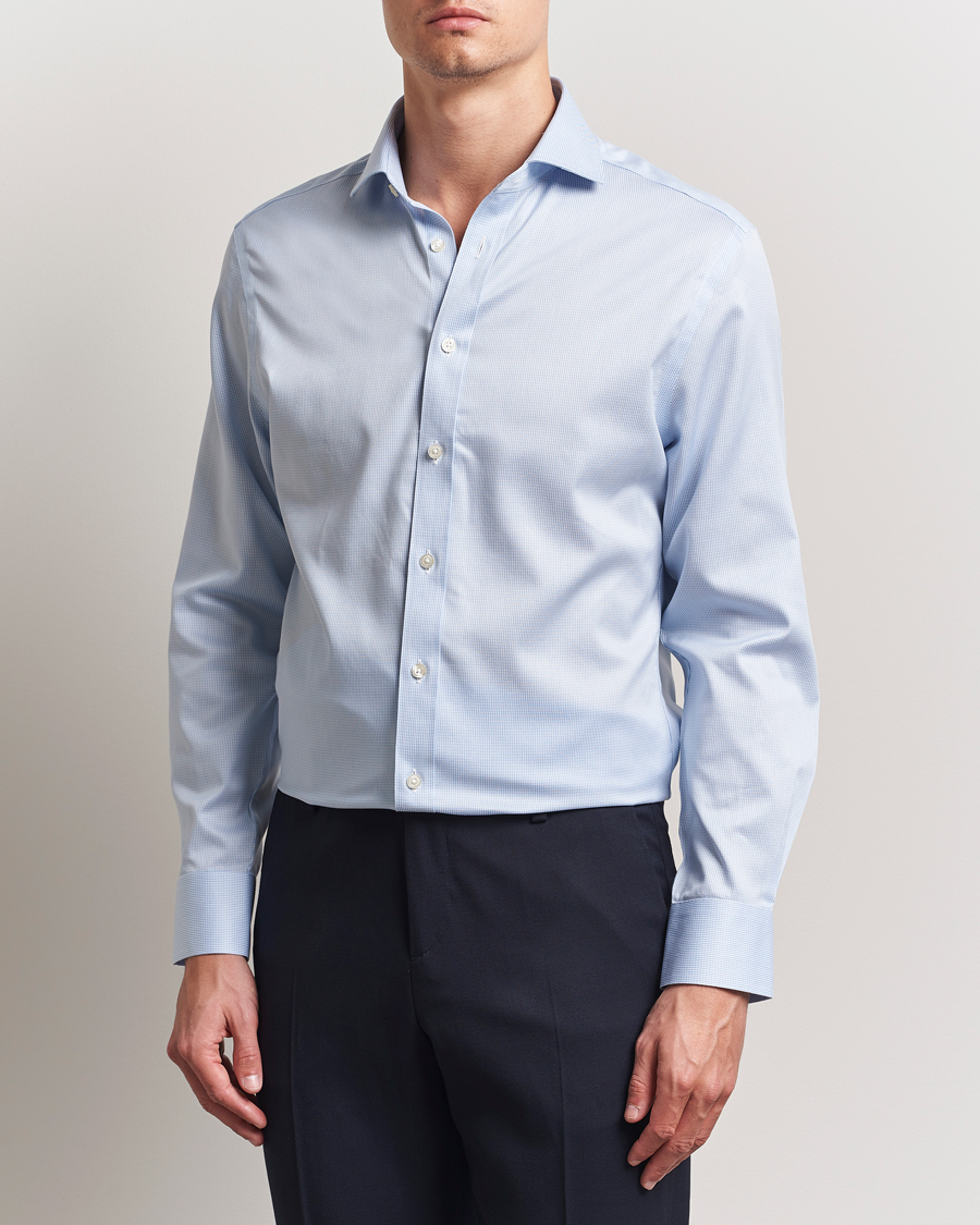Heren | Overhemden | Charles Tyrwhitt | Slim Fit Non Iron Puppytooth Shirt Sky Blue