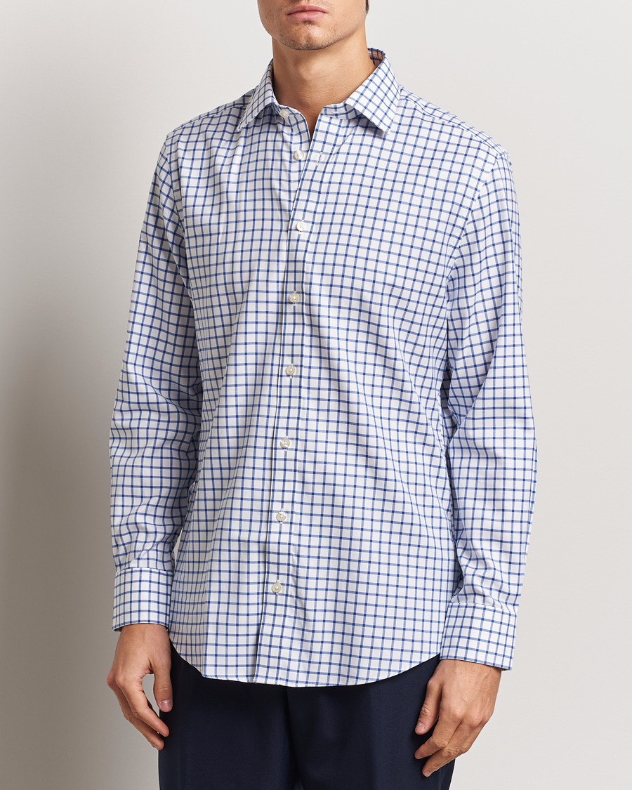 Heren | Overhemden | Charles Tyrwhitt | Slim Fit Non Iron Grid Check Shirt Royal Blue