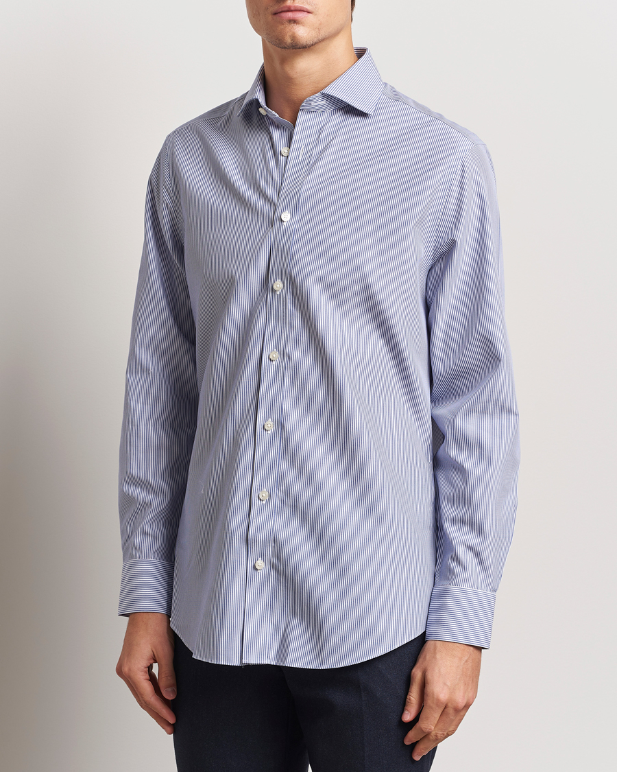 Heren | Overhemden | Charles Tyrwhitt | Slim Fit Non Iron Bengal Stripe Poplin Shirt Navy