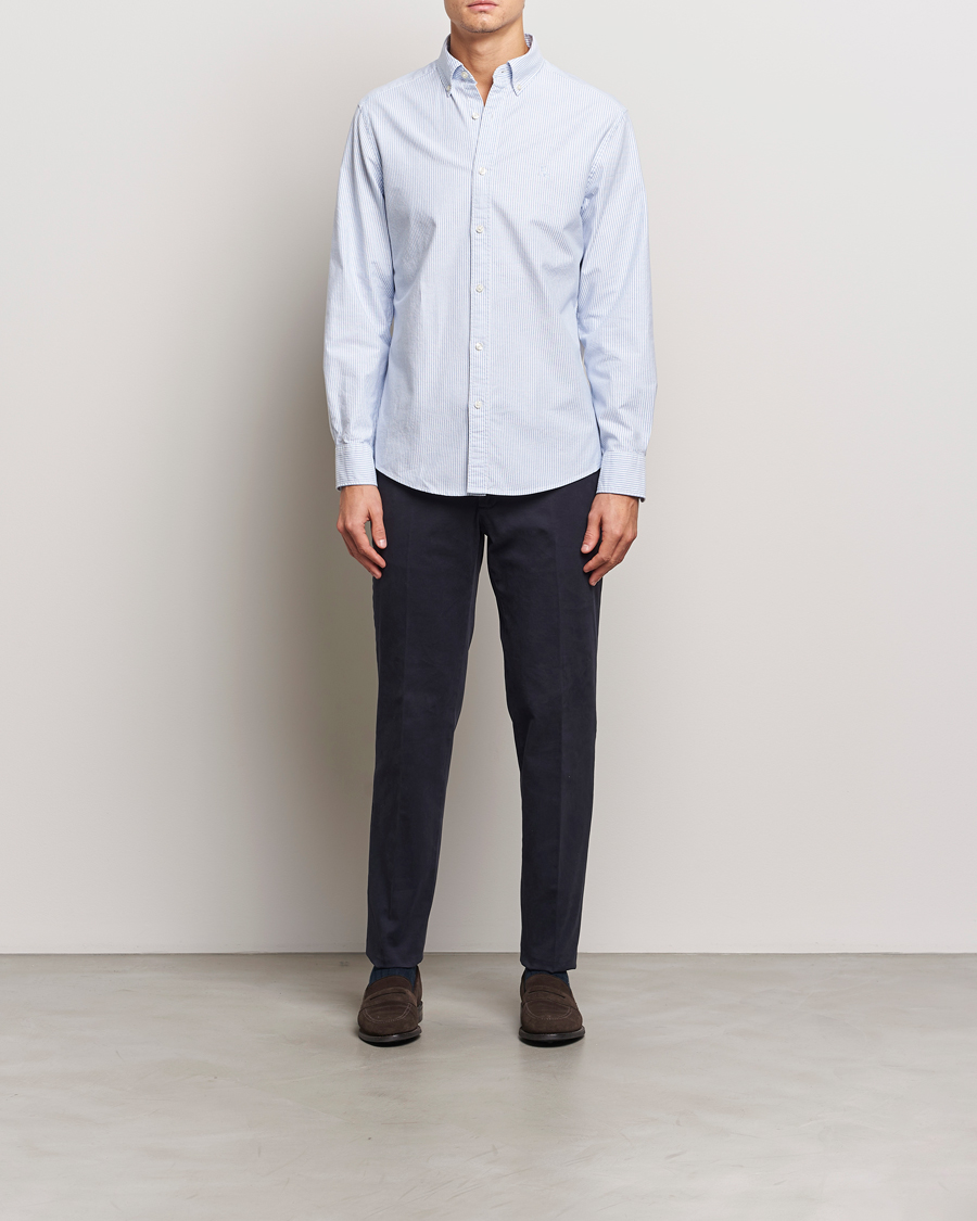 Heren | Overhemden | Charles Tyrwhitt | Button Down Stretch Oxford Shirt Blue/Whte