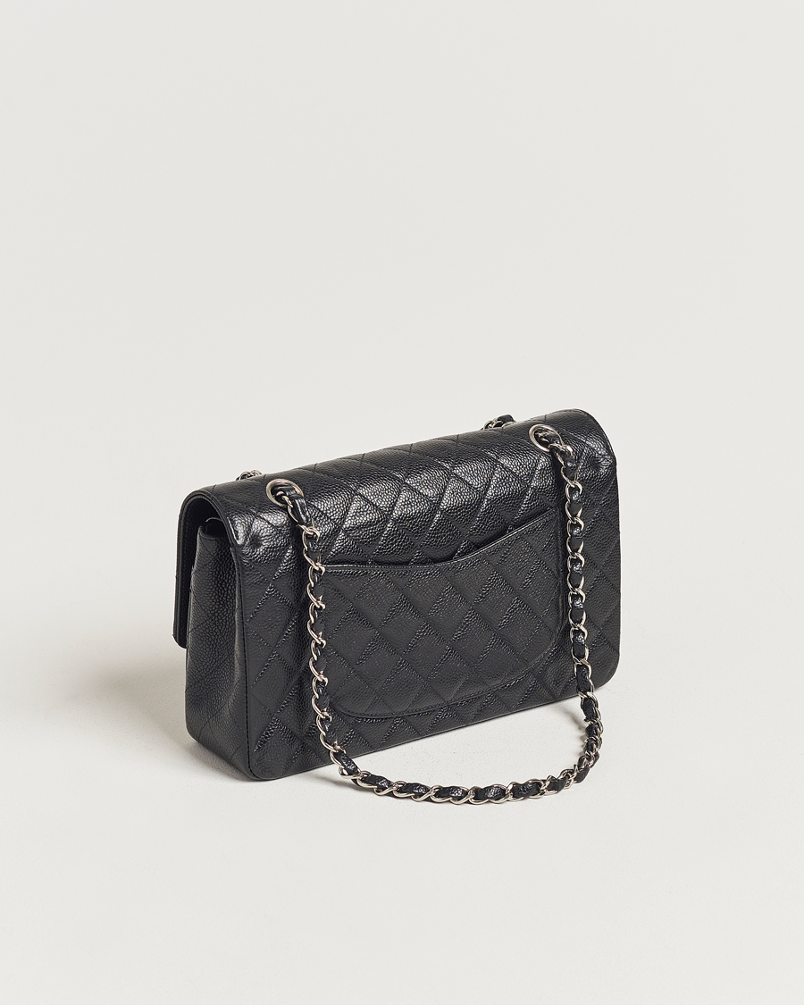 Heren | Chanel Pre-Owned Classic Medium Double Flap Bag Caviar Leather Black | Chanel Pre-Owned | Classic Medium Double Flap Bag Caviar Leather Black