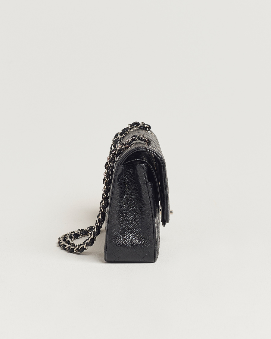 Heren | Chanel Pre-Owned Classic Medium Double Flap Bag Caviar Leather Black | Chanel Pre-Owned | Classic Medium Double Flap Bag Caviar Leather Black