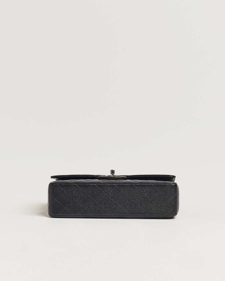 Heren | Chanel Pre-Owned Classic Medium Double Flap Bag Caviar Leather Black | Chanel Pre-Owned | Classic Medium Double Flap Bag Caviar Leather Black