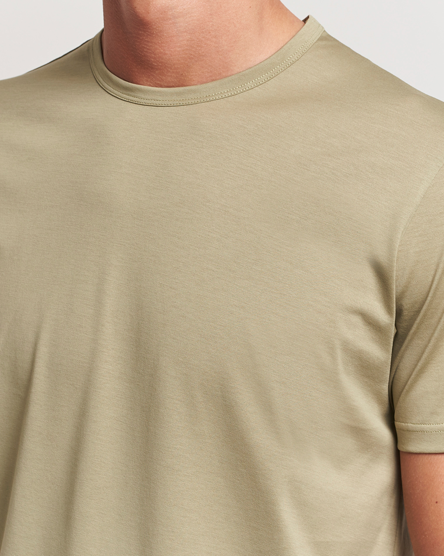 Heren | T-shirts | Sunspel | Crew Neck Q82 Cotton T-Shirt Pale Khaki