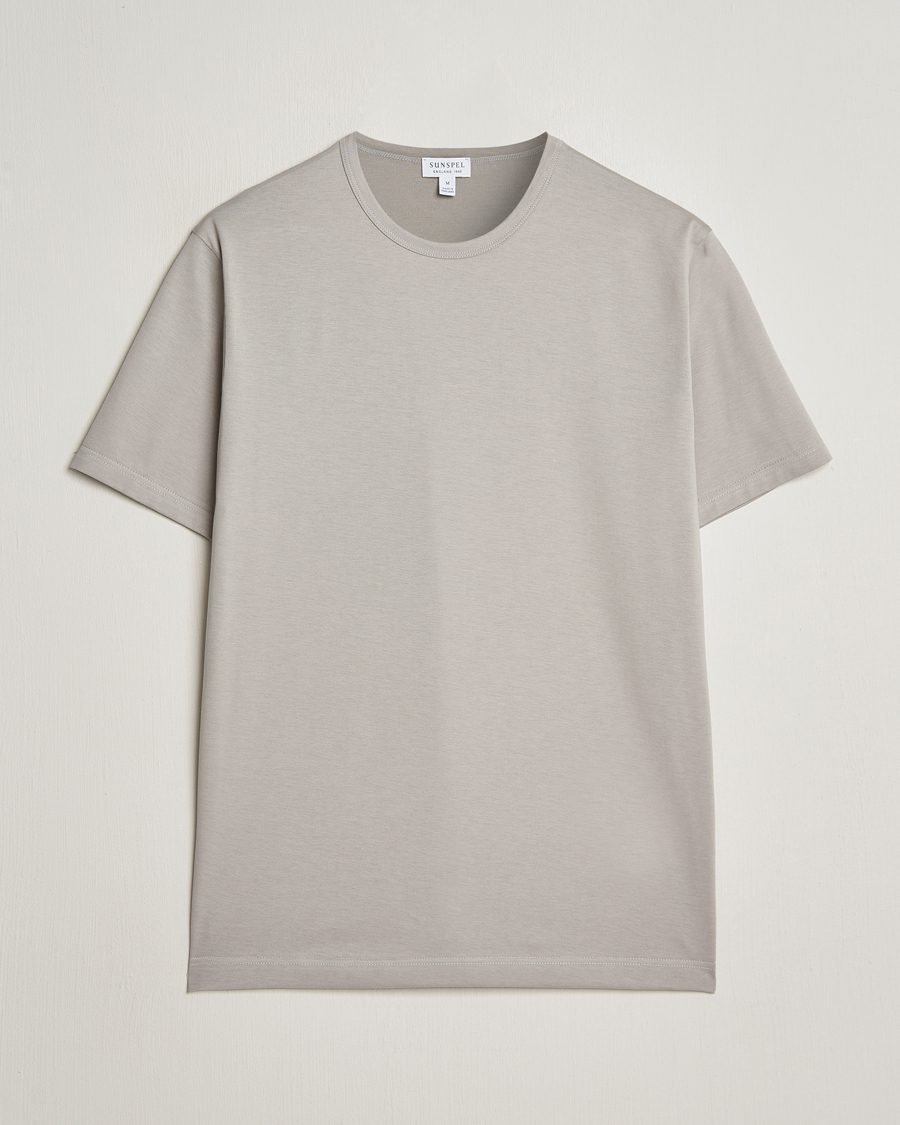 Heren | T-shirts | Sunspel | Crew Neck Q82 Cotton T-Shirt Mid Grey