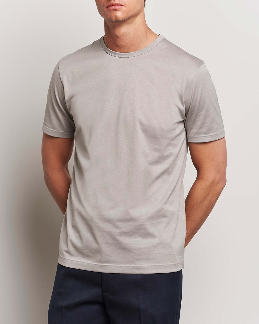 Heren | T-shirts | Sunspel | Crew Neck Q82 Cotton T-Shirt Mid Grey