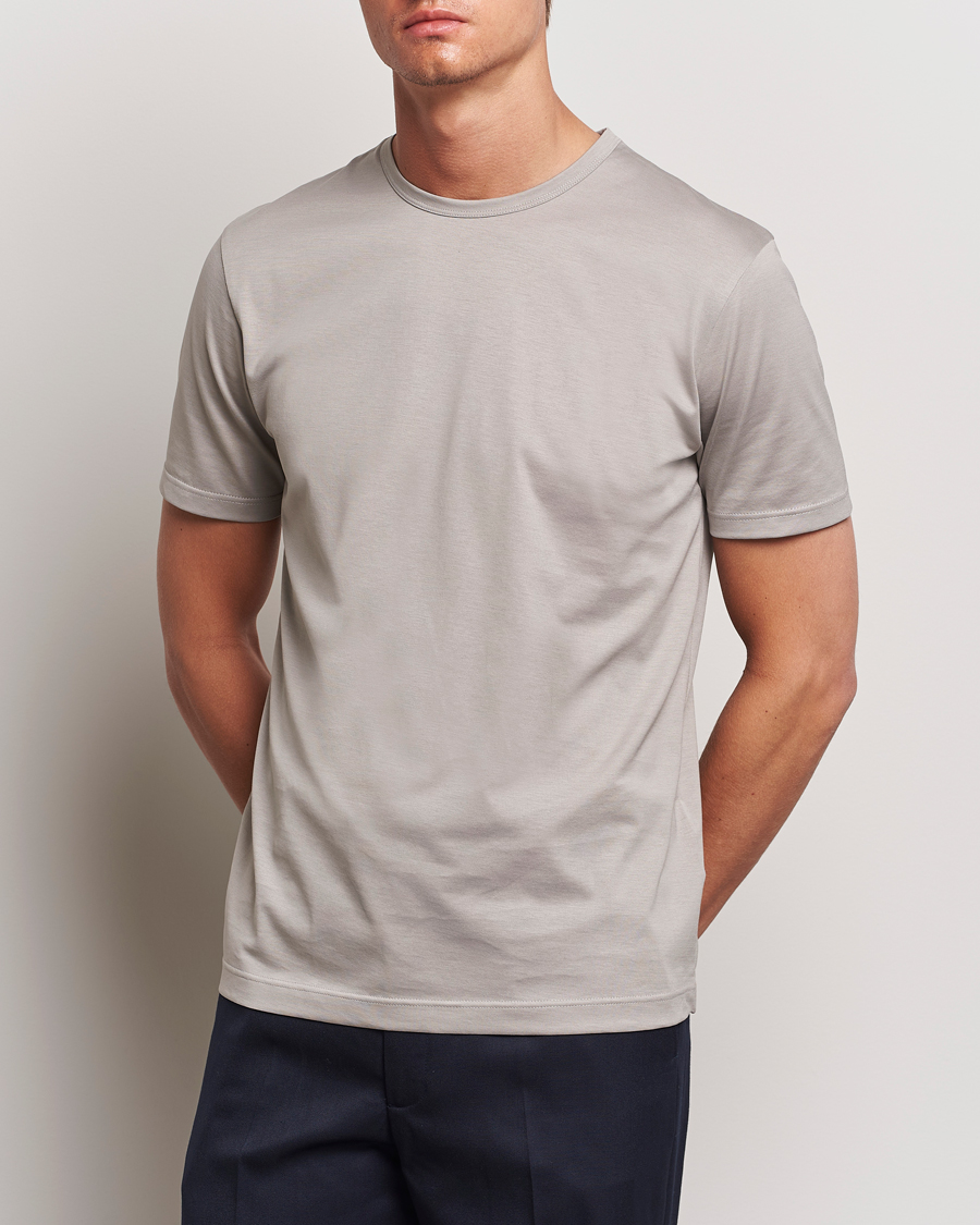 Heren | Best of British | Sunspel | Crew Neck Cotton Tee Mid Grey