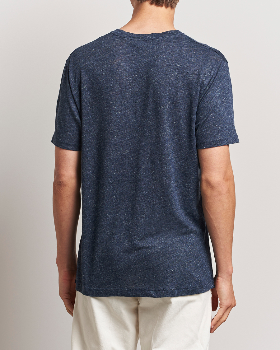 Heren | T-shirts | Sunspel | Linen T-Shirt Navy Melange