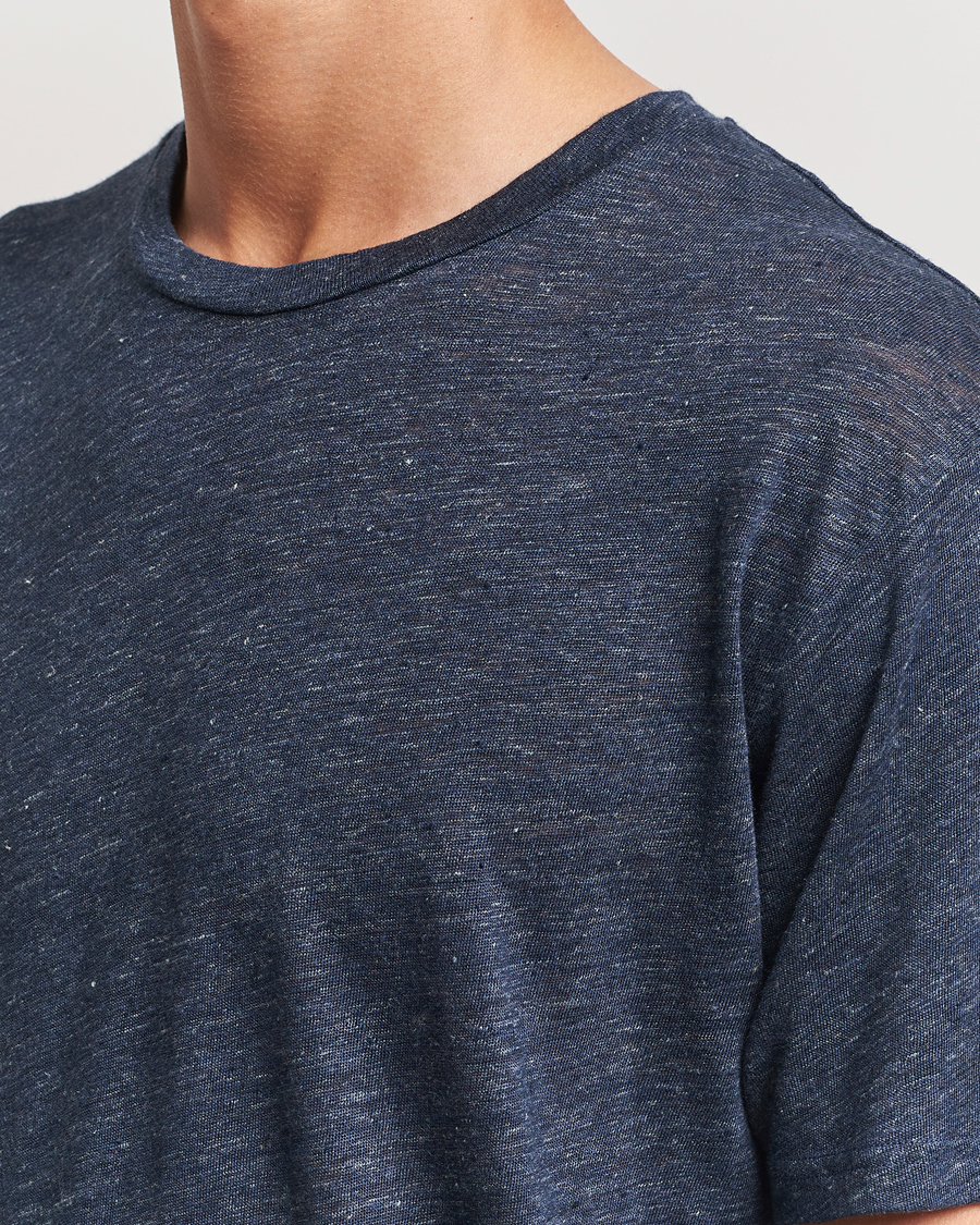 Heren | T-shirts | Sunspel | Linen T-Shirt Navy Melange