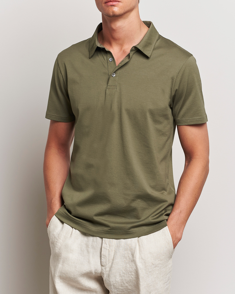 Heren | Best of British | Sunspel | Cotton Jersey Polo Khaki