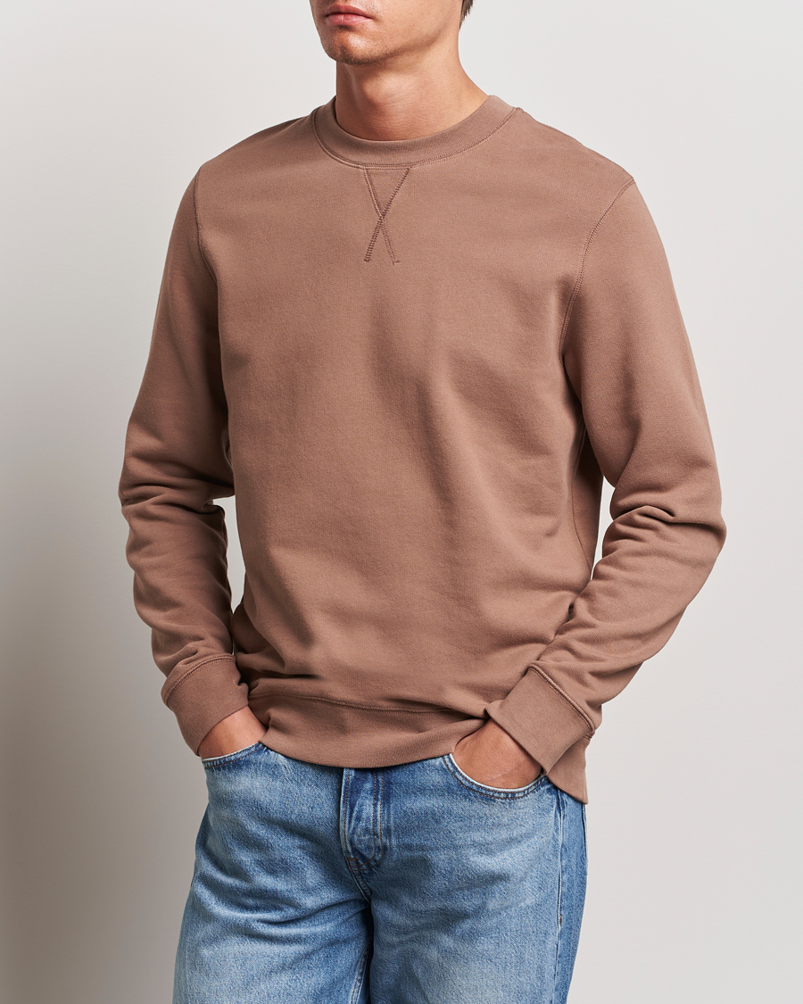 Heren | Truien | Sunspel | Loopback Sweatshirt Dark Sand