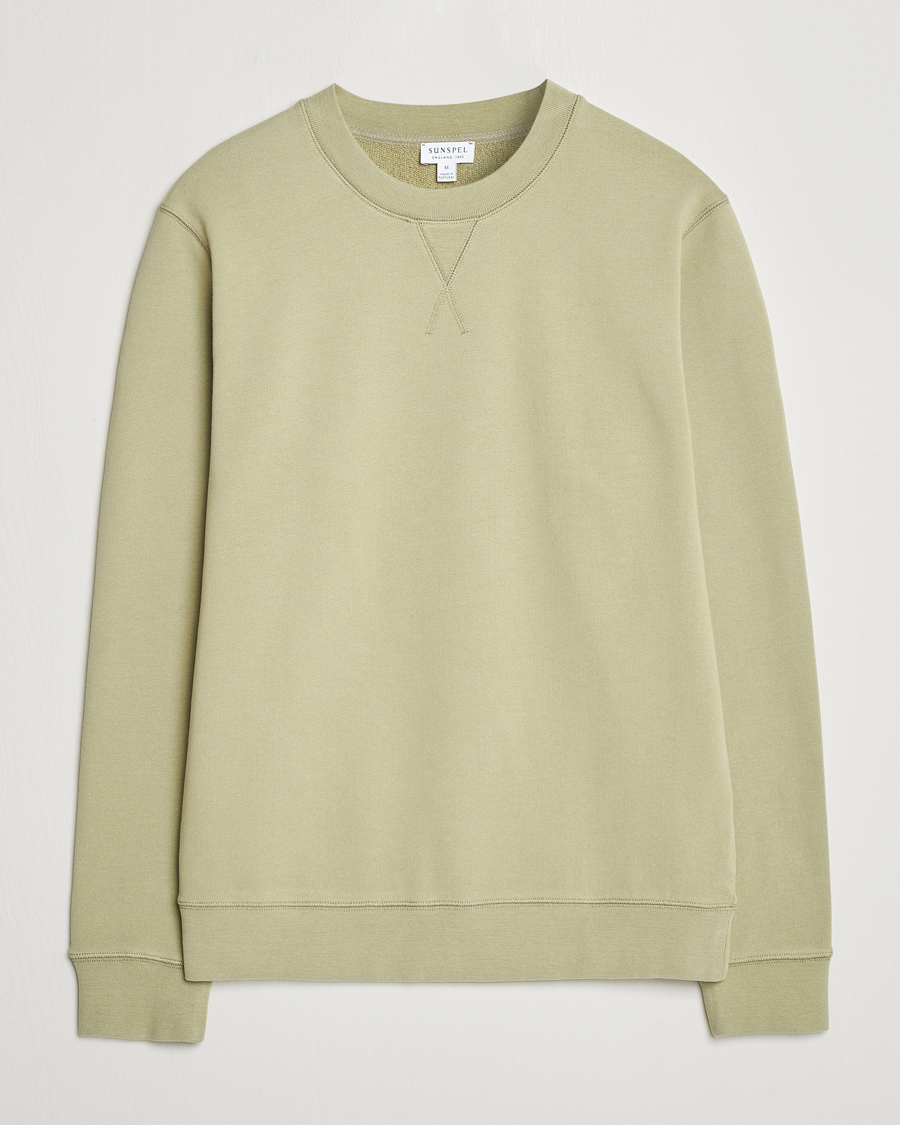 Heren | Truien | Sunspel | Loopback Sweatshirt Pale Khaki