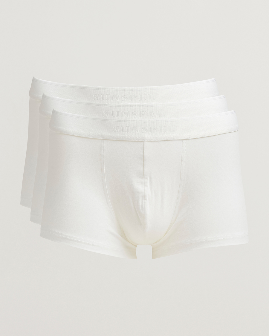 Heren | Ondergoed | Sunspel | 3-Pack Cotton Stretch Trunk White