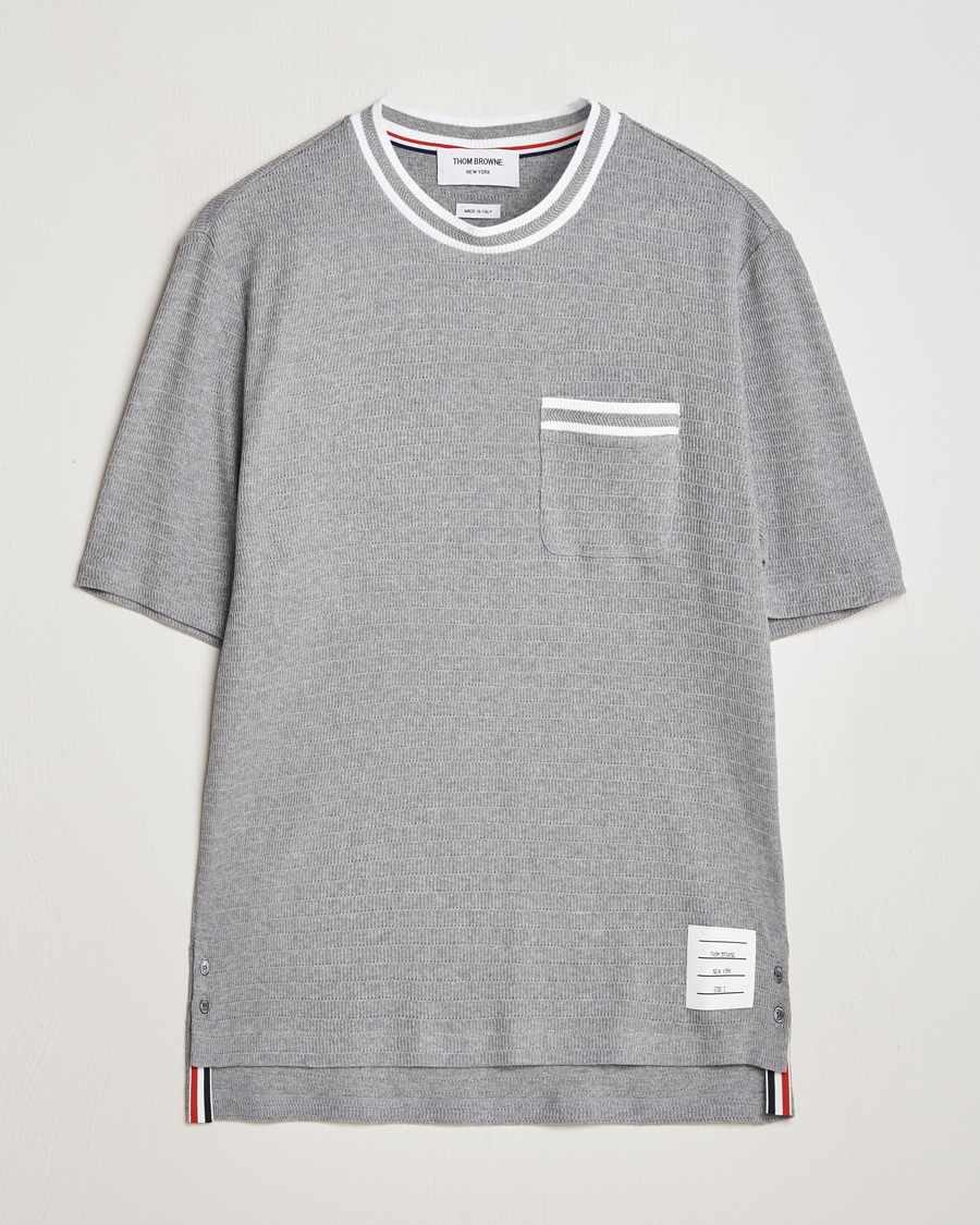 Heren | T-shirts | Thom Browne | Short Sleeve Contrast T-Shirt Light Grey
