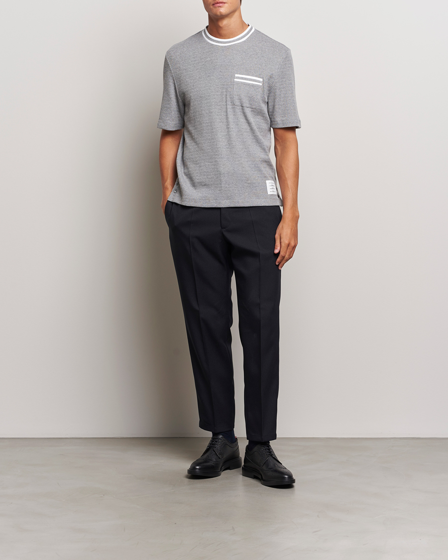 Heren | T-shirts | Thom Browne | Short Sleeve Contrast T-Shirt Light Grey