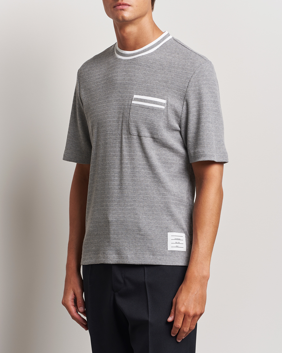 Heren | T-shirts | Thom Browne | Short Sleeve Contrast T-Shirt Light Grey