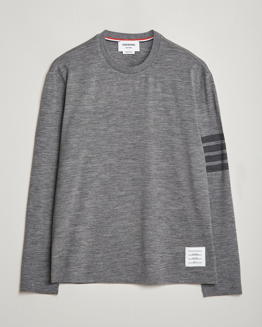 Heren | T-shirts | Thom Browne | Long Sleeve Wool Jersey T-Shirt Medium Grey
