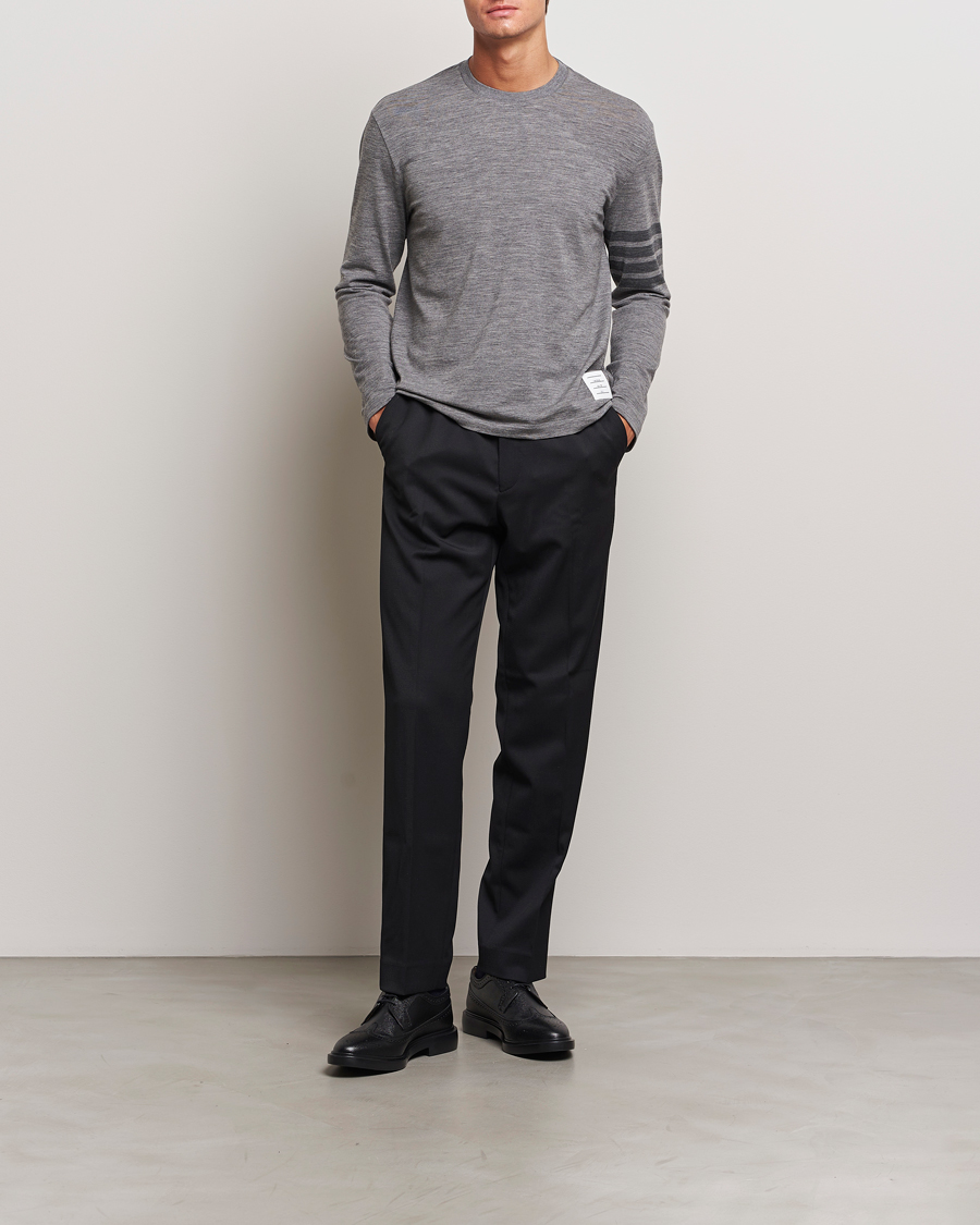 Heren | T-shirts | Thom Browne | Long Sleeve Wool Jersey T-Shirt Medium Grey