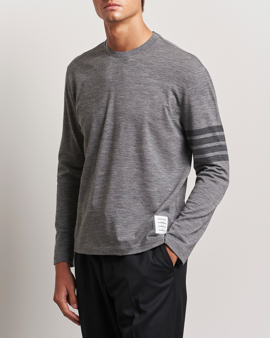 Heren | T-shirts | Thom Browne | Long Sleeve Wool Jersey T-Shirt Medium Grey
