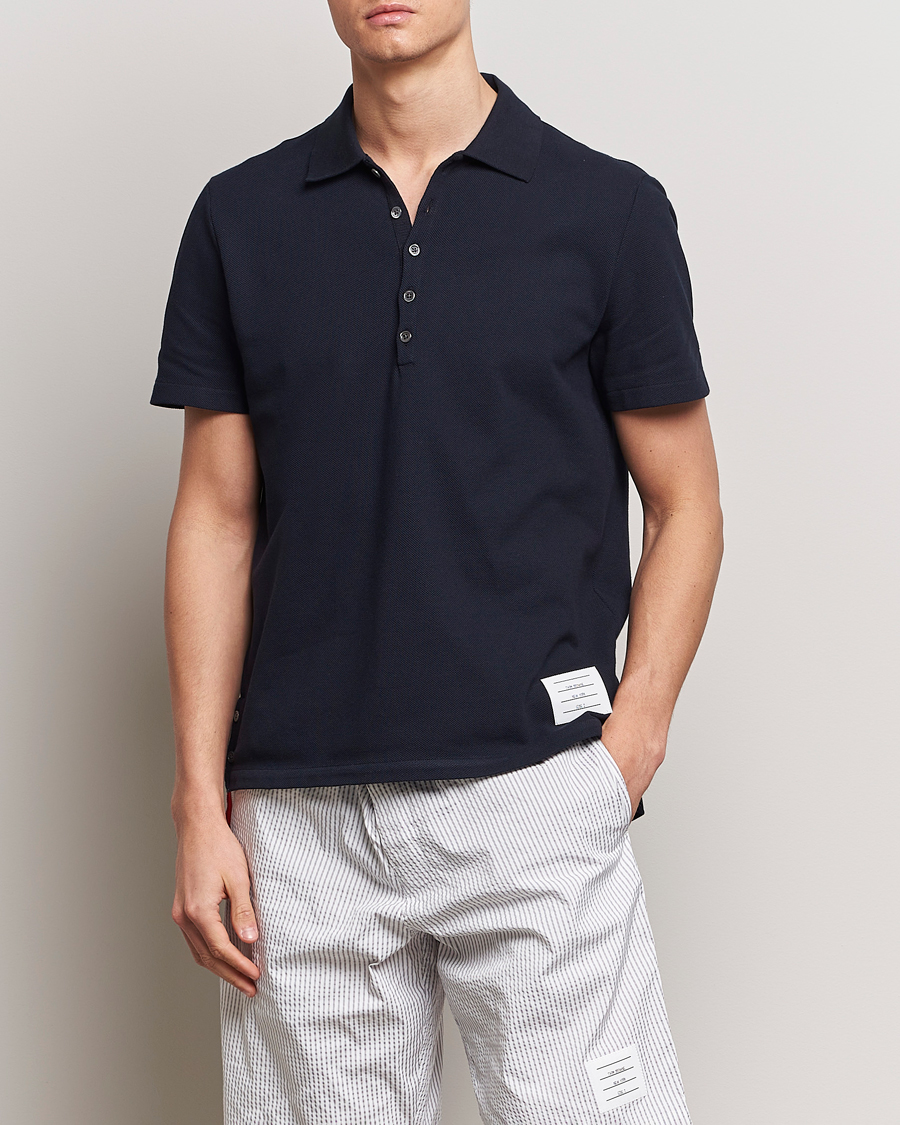 Men |  | Thom Browne | Relaxed Fit Short Sleeve Polo Navy