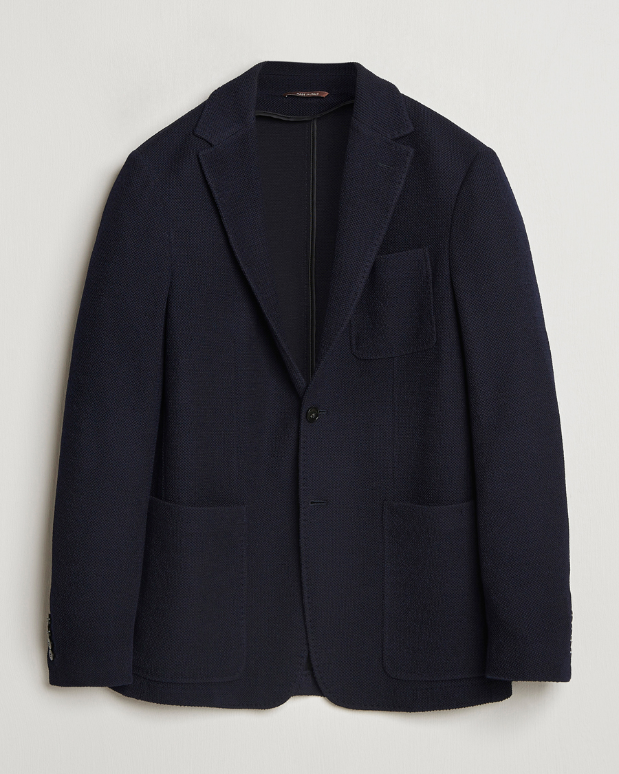 Heren | Blazers | Canali | Structured Wool Jersey Blazer Navy