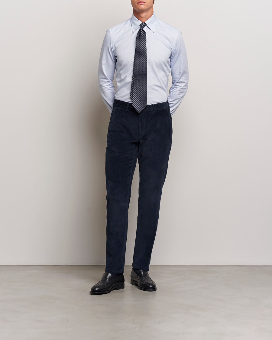 Heren | Broeken | Canali | Slim Fit Corduroy Trousers Navy