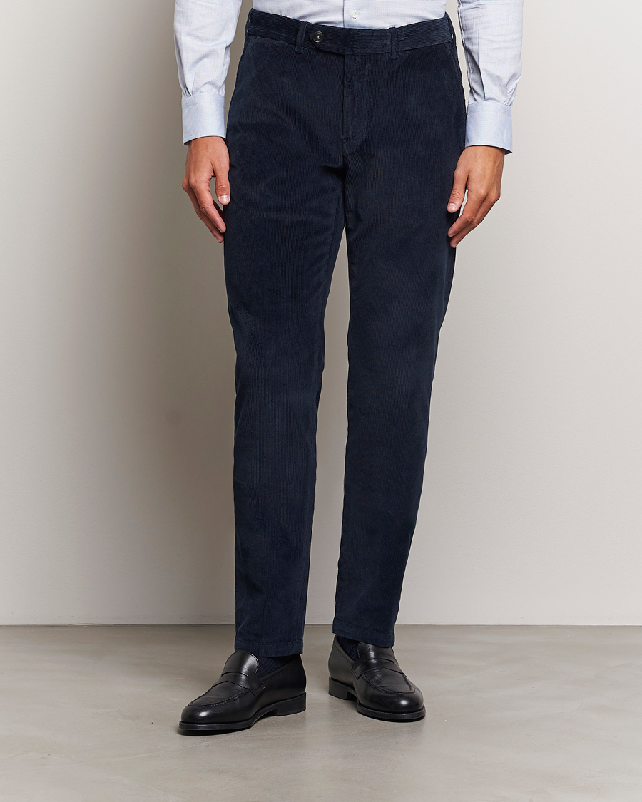 Heren | Broeken | Canali | Slim Fit Corduroy Trousers Navy
