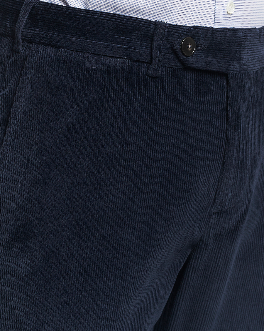 Heren | Broeken | Canali | Slim Fit Corduroy Trousers Navy