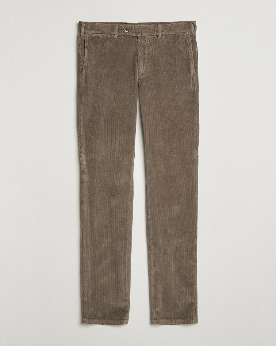 Heren | Broeken | Canali | Slim Fit Corduroy Trousers Taupe