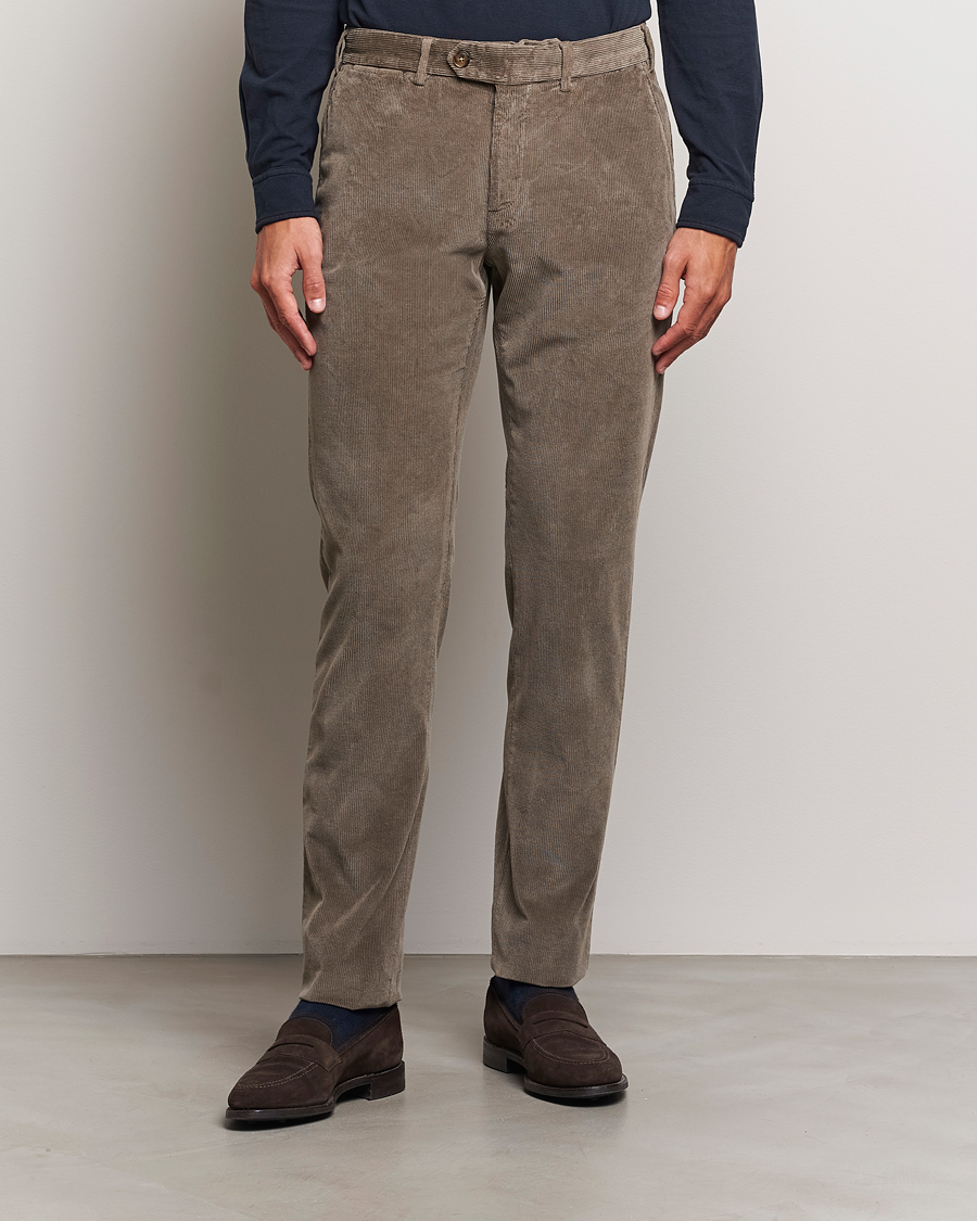 Heren | Broeken | Canali | Slim Fit Corduroy Trousers Taupe